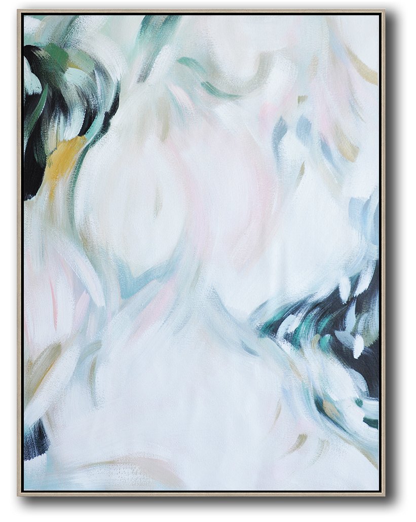 Large Abstract Painting Canvas Art,Vertical Vertical Abstract Art On Canvas,Contemporary Wall Art,White,Pink,Black.etc